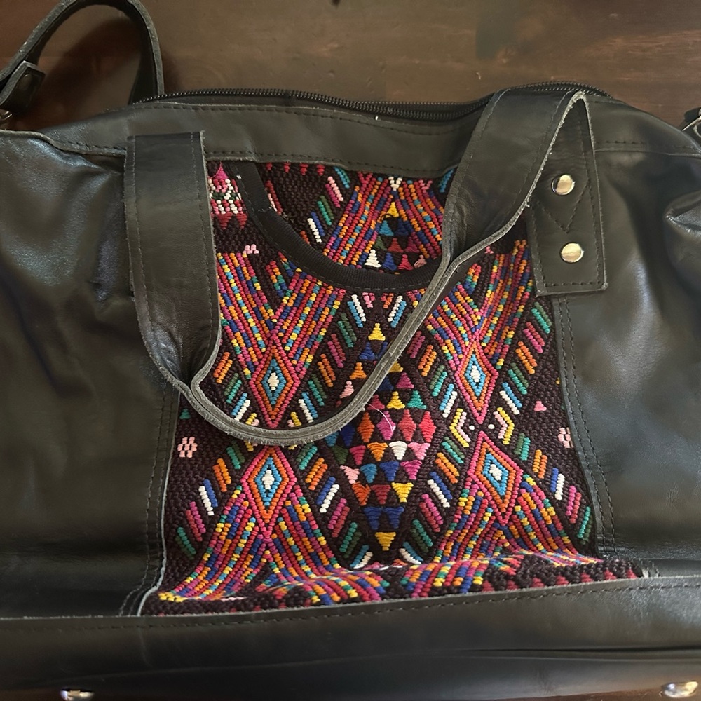 Nena & Co. Black Crossbody Bag with Multicolor Beaded Panel